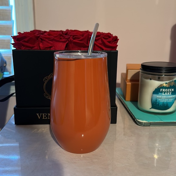 Brand new- never used. Stainless Steel Letter “D” Cup with Stainless Steel Straw - Picture 2 of 4